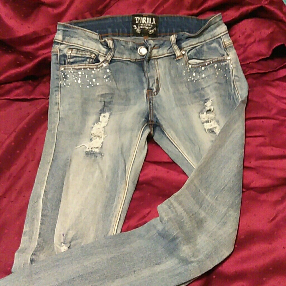 Jeans with rhinestone